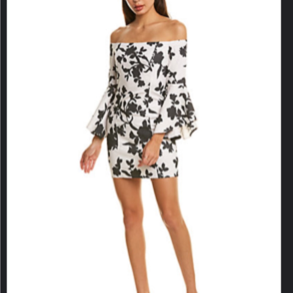 Women’s Jealous Tomato Floral Off-Shoulder Dress - Black and White Mini Dress